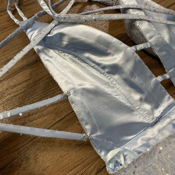 Stunning Blue Gradient V-Neck Sequined Ballgown - Picture 17 of 17